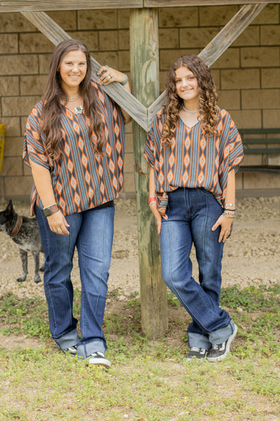 Aztec Printed Chiffon Top
