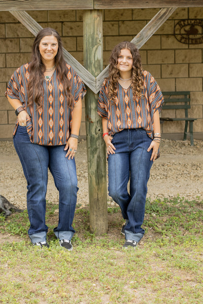 Aztec Printed Chiffon Top