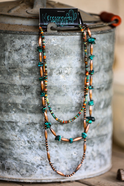 Copper Torpedo & Pearl Necklace