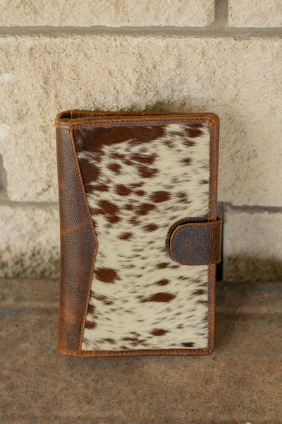 Rustic Leather & Cowhide Notes Cover Wallet