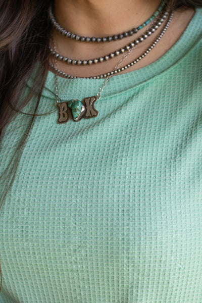 Teal Waffle Tank