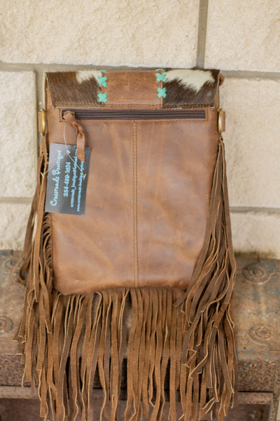 Boot Stich Leather & Cowhide Fringe Crossbody Bag
