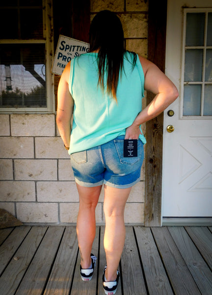 Stone Washed Cuffed Boyfriend Shorts