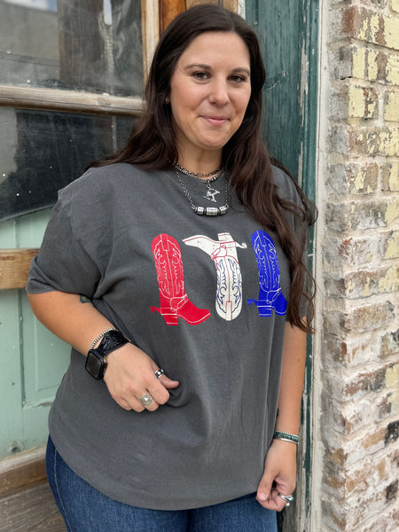 Red, White & Boots Tee