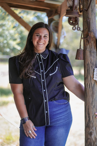 Black Arrow Button Down Short Sleeve