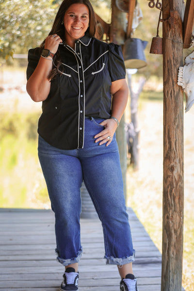 Black Arrow Button Down Short Sleeve