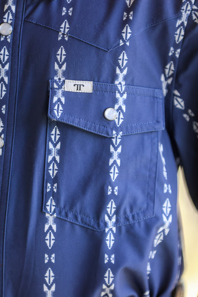 Kid's Maverick in Blue SS Snap Shirt