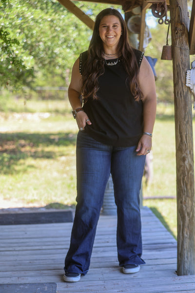 Black Vintage Silver Studded Tank