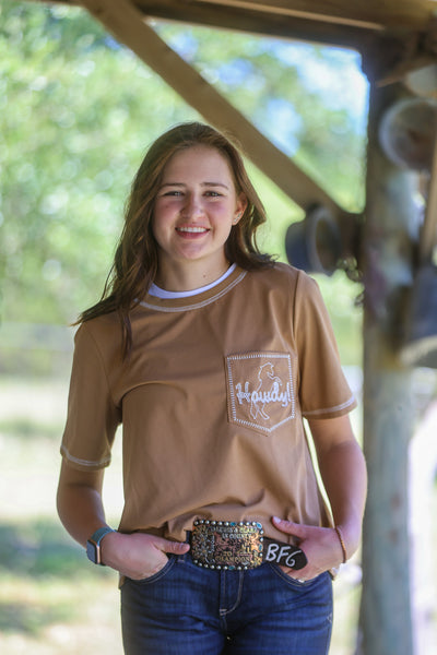Saddle Howdy Embroidered Pocket Tee