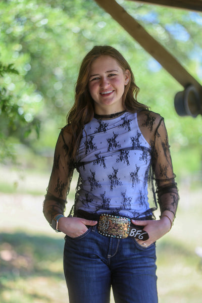 Black Lace Long Sleeve Top