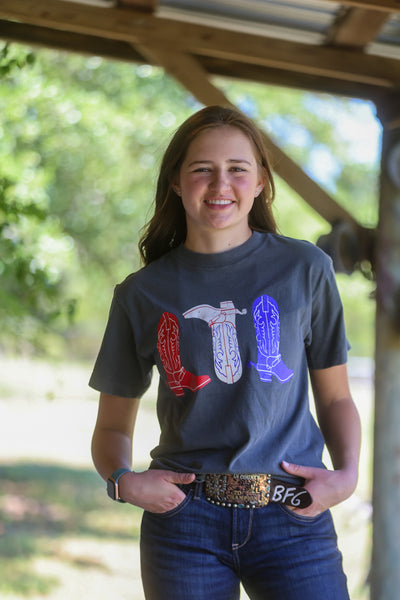 Red, White & Boots Tee