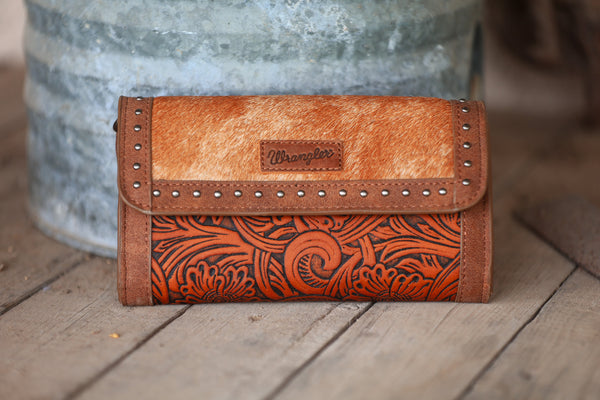 Hide/Tooled Bi-Fold Wrangler Wallet
