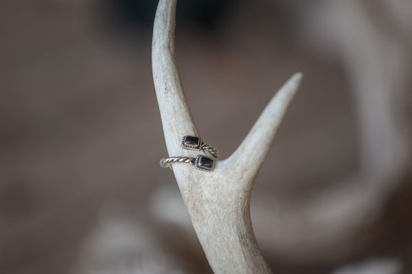 Double Stone Twisted Silver Ring