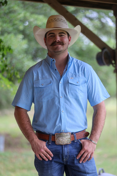 The Carson in Light Blue-SS Snap Shirt