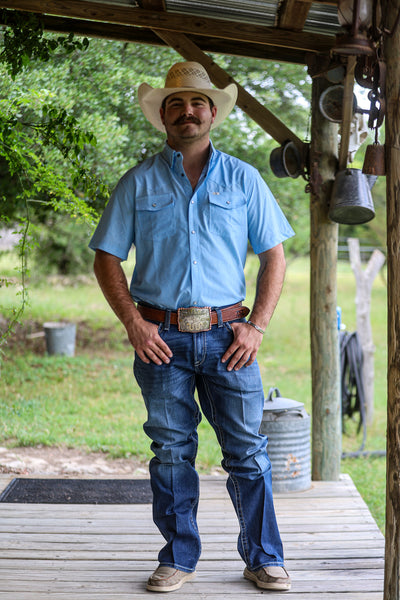 The Carson in Light Blue-SS Snap Shirt
