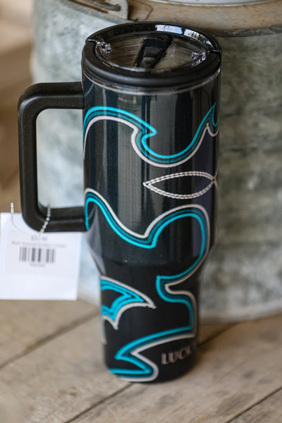 Black Turquoise Bootstich Tumbler