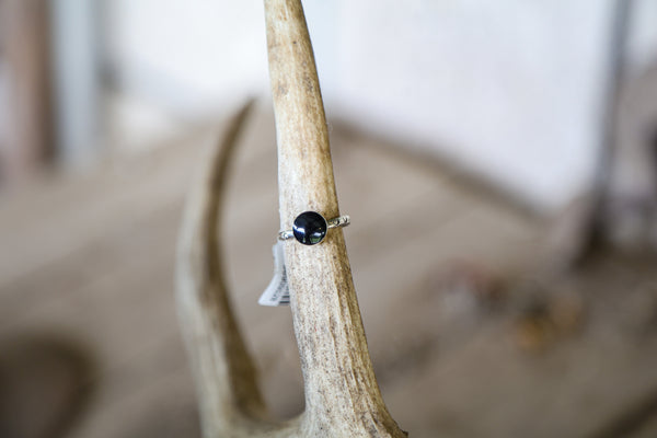 Onyx Circle Stamped Stacker Ring