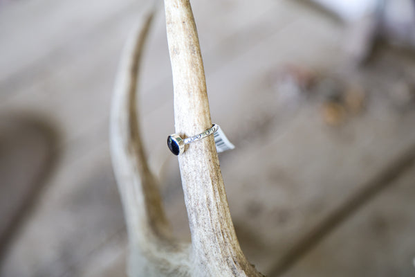 Onyx Circle Stamped Stacker Ring