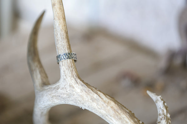 Diamond Oxidized Stacker Ring