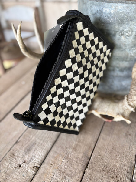 Black & White Checkered Cosmetic Bag