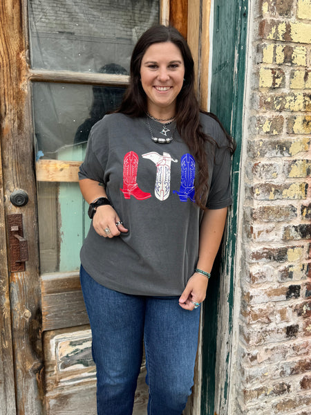 Red, White & Boots Tee