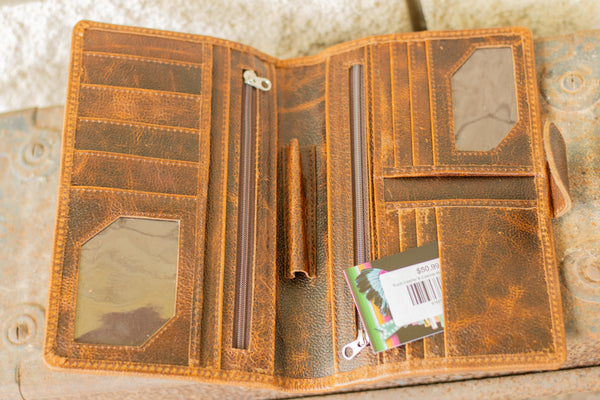 Tan Cowhide & Leather Notes Cover Wallet
