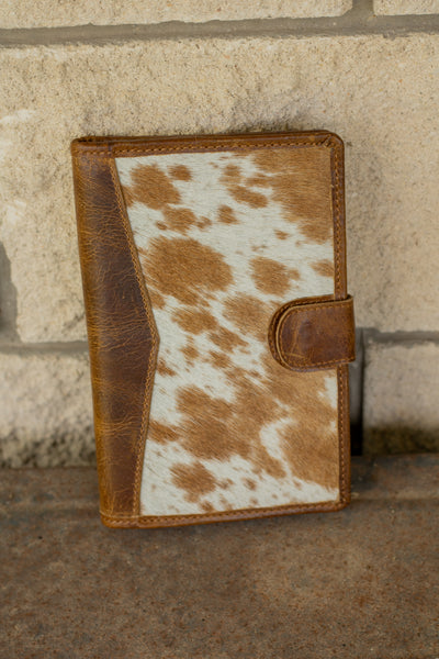 Tan Cowhide & Leather Notes Cover Wallet