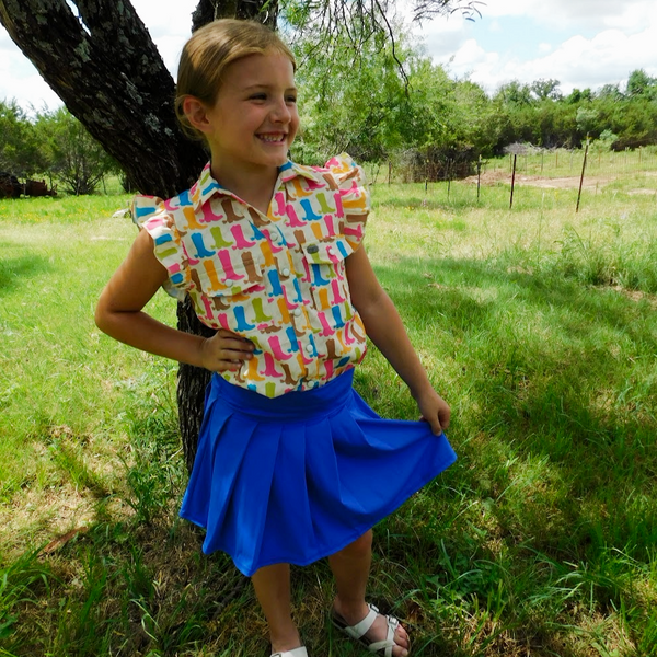 Girls Contrast Boot Printed Button Down