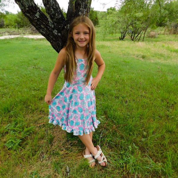 Concho & Pink Cow Printed Ruffle Twirl Dress